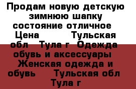 Продам новую детскую зимнюю шапку состояние отличное › Цена ­ 500 - Тульская обл., Тула г. Одежда, обувь и аксессуары » Женская одежда и обувь   . Тульская обл.,Тула г.